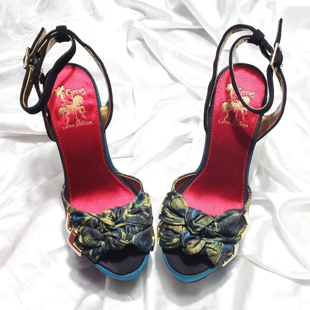 NIB CIRCUS SAM EDELMAN turquoise blue peacock platform high heel sandals JENNY - Picture 3 of 6